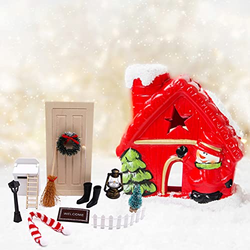 ikasus Miniatur Puppenhaus Wichteltür Set,Weihnachten Wichtel Tür Nissedor mit Zubehör,Möbel Deko Mini Ornament Fairy… – Bild 7