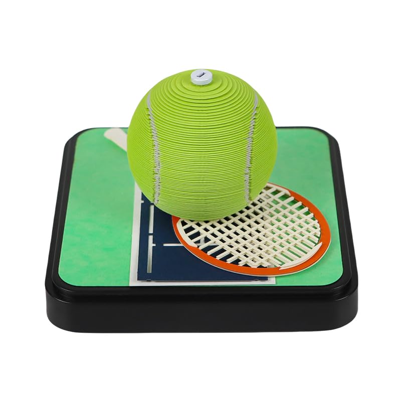 HXCQYGL 3D Notepad, 3D Calendar Tear Off 2026, 2026 Desk Calendar Notepad with Light, Paper Sculpture Desktop Ornament (Tennis)