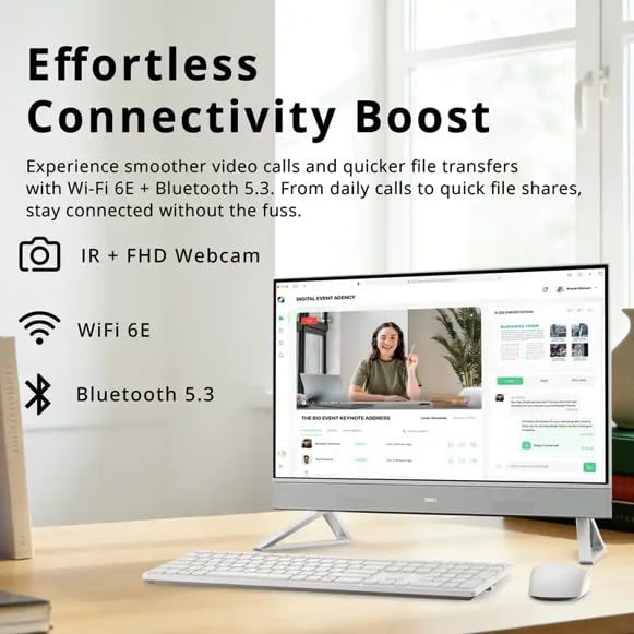 Image of Customized Dell All-in-One Desktop DEC24250, 23.8 inch FHD Touch Display, Intel Core 7 150U, 16GB-64GB RAM, 512GB-2TB SSD, Windows 11 Home, Compact Business Computer
