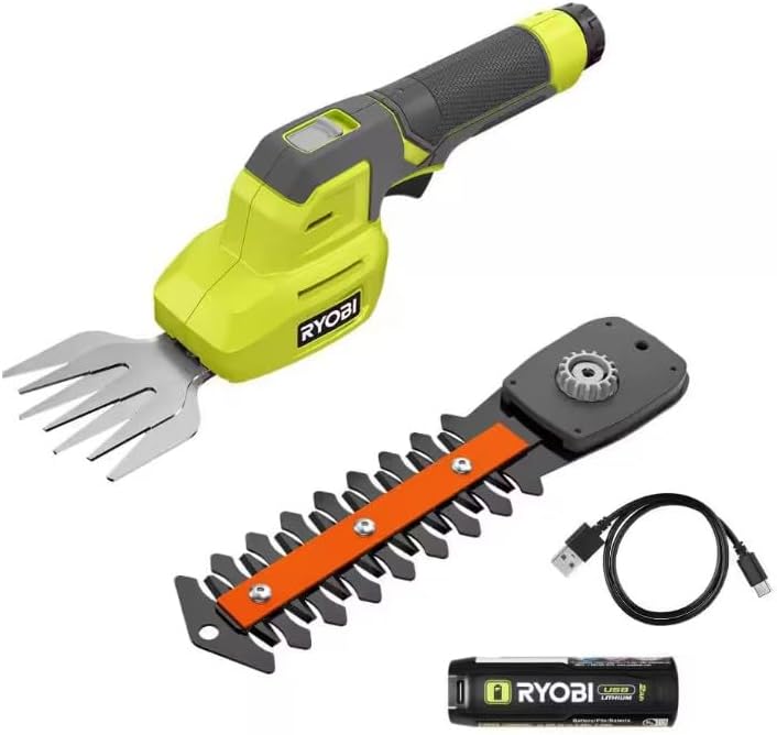 RYOBI USB Lithium Shear Shrubber Kit with 2.0 Ah USB Lithium Battery and Charging Cable