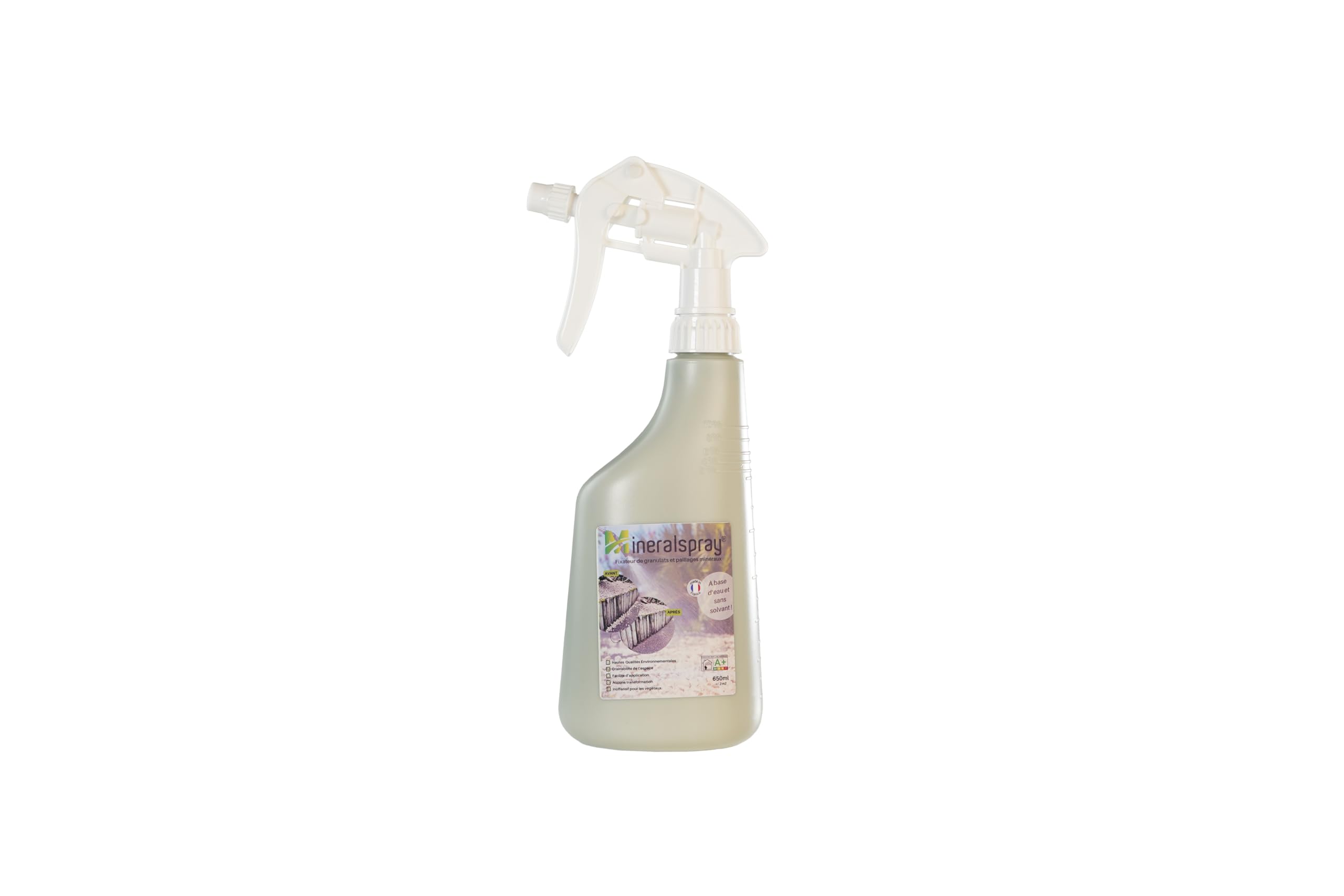 Colle sans Solvant pour granulats, graviers et cailloux extérieur et intérieur 650 ml (2 m²) - Protection Durable pour Petites Surfaces de Graviers Décoratifs - Mineralspray®