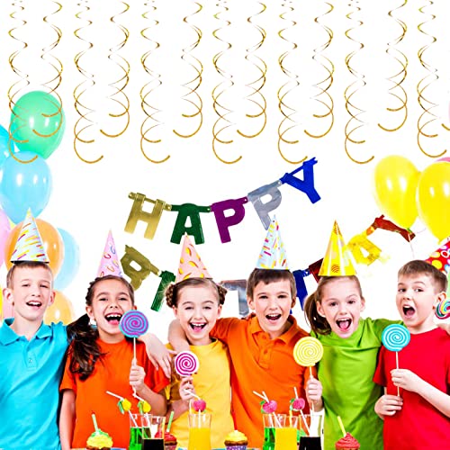 30 Pieces Gold Hanging Swirl Decorations Sparkle Golden Plastic Streamers Ceiling Decorations Wedding Bachelorette Baby Shower Birthday Party Anniversary Graduation Christmas New Year Decorations #TOP5