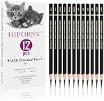 HIFORNY 12 Pièces Crayons de charbon Ensemble de dessin - Super Soft,Soft,Moyen et Crayons de charbon dur pour le dessin, le sketching, le revêtement, le bendage, le portrait