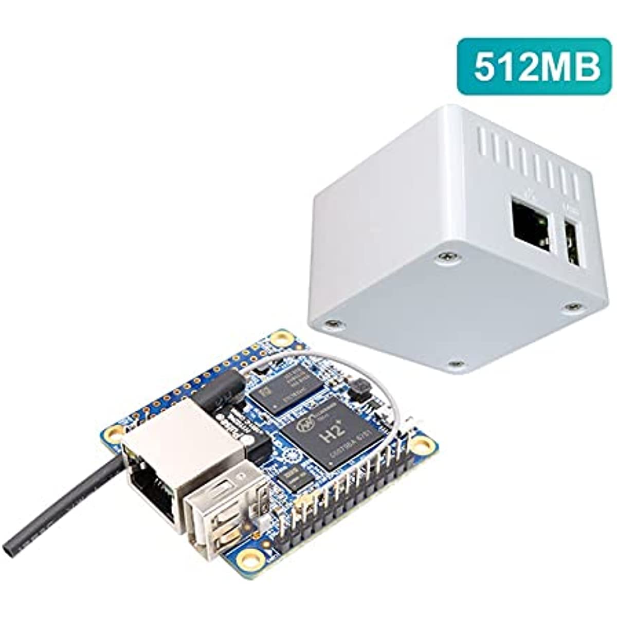 Development Board Kit kompatibel mit Orange Pi Zero LTS 512MB, H3 Quad-Core Open Source Single Board Computer mit schützendem weißen Gehäuse