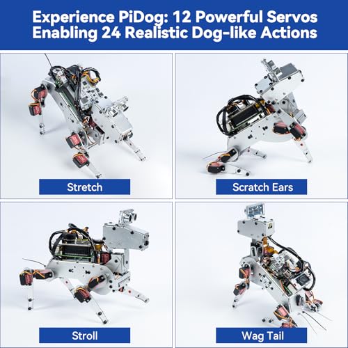 Image of SunFounder PiDog AI Robot Dog Kit for Raspberry Pi 5 /4 /3B+ /Zero 2W, LLMs ChatGPT-4o /Gemini /Grok, Voice&Video Recognition, Python, App Control, Battery, Gyroscope, Camera (RPI NOT Included)