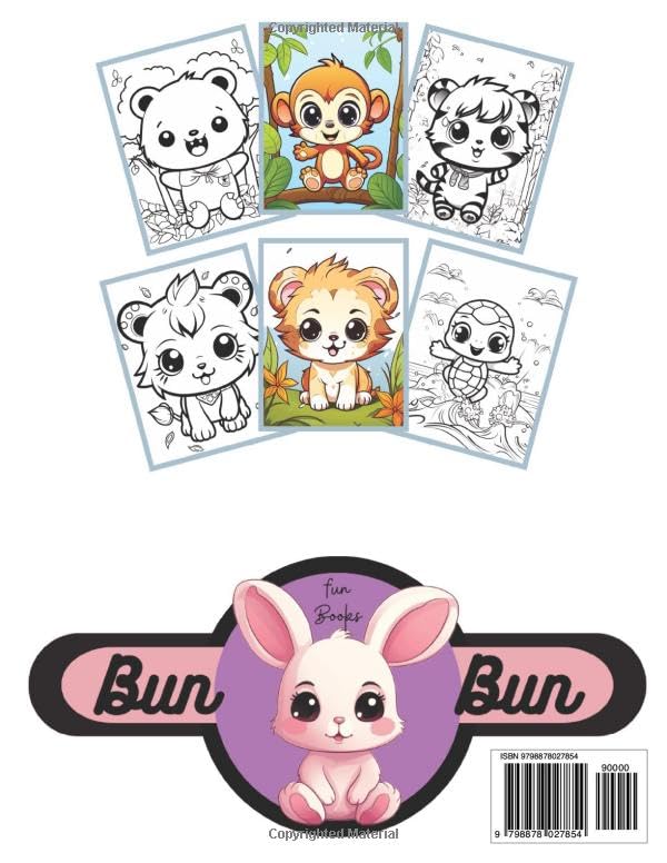 Cute Easy Kawaii Animals: Fun Coloring Book For Kids Adults & Seniors Large Print image 3