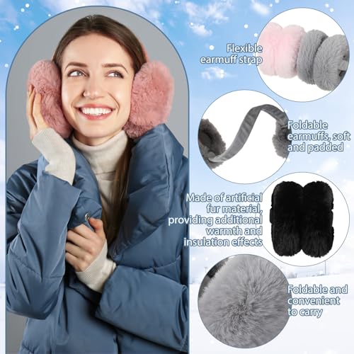 Suhine 16 Pcs Winter Hat Gloves Earmuffs Set Including Beanie Winter Hat Touch Screen Mittens Neck Warmer Outdoor Earmuffs for Adult Women3