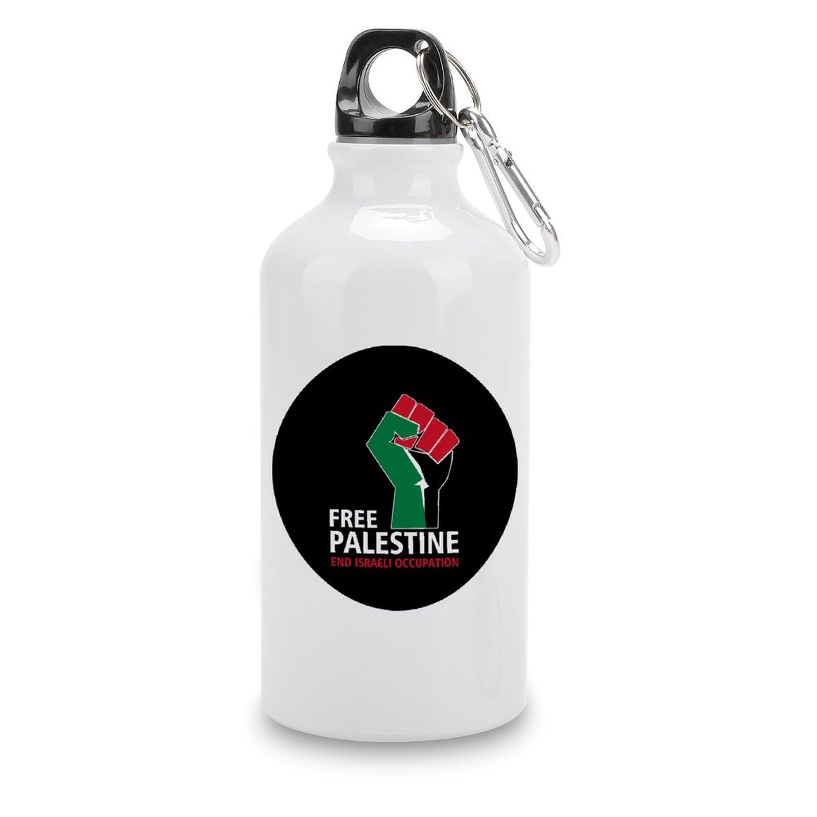 Free Palestine End Israeli Occupation Water Bottles Palestine National Flag Aluminum Water Bottle 14 OZ Portable Travel Bottle for Sport Gym Outdoor Travel School