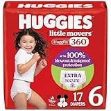 Huggies Size 6 Baby Diapers, Little Movers HuggFit 360° Baby Diapers with 360° Waistband, Size 6 (35+ lbs), 17 Count, Packaging May Vary