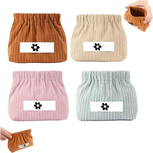 Cautious Corduroy Elastic Hair Tie Organizer,Corduroy Elastic Storage Bag,Elastics Storage Bags for Purse,Corduroys Hair Tie Pouch (E)