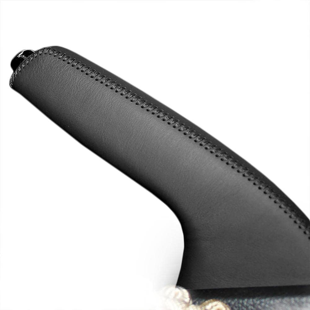 Handbremsengriffe Autohandbremsabdeckungen for Nissan passen Tiida 2011 ~ Automatische Handbremsabdeckung echte Ledergriffe schwarz/roter Faden Handbremse Abdeckung(Noir)