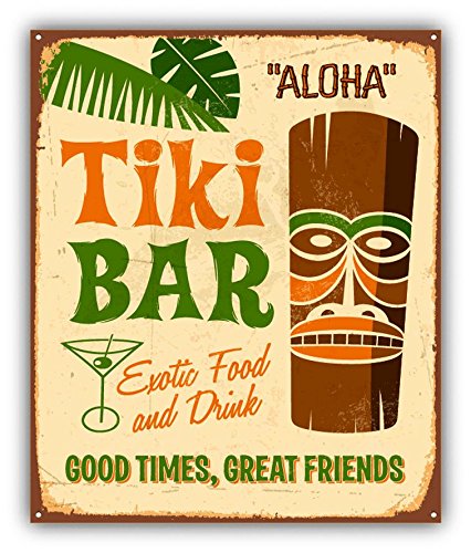 Zirni Tiki Bar Aloha Party Grunge Metal Sign Sticker Decal Design
