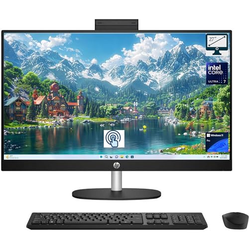 Image of HP 27 inch FHD Touchscreen IPS Anti-Glare Intel Ultra 7 AI All-in-One Desktop, 27 inch FHD Touchscreen, Intel Ultra 7 255U,64GB DDR5 RAM, 1TB SSD, Wireless Keyboard and Mouse, Wi-Fi 6, W11Pro,Black