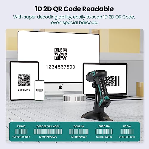 image for Anyeast Wireless Barcode Scanner with Stand, Industrial 1D 2D QR Bluet
