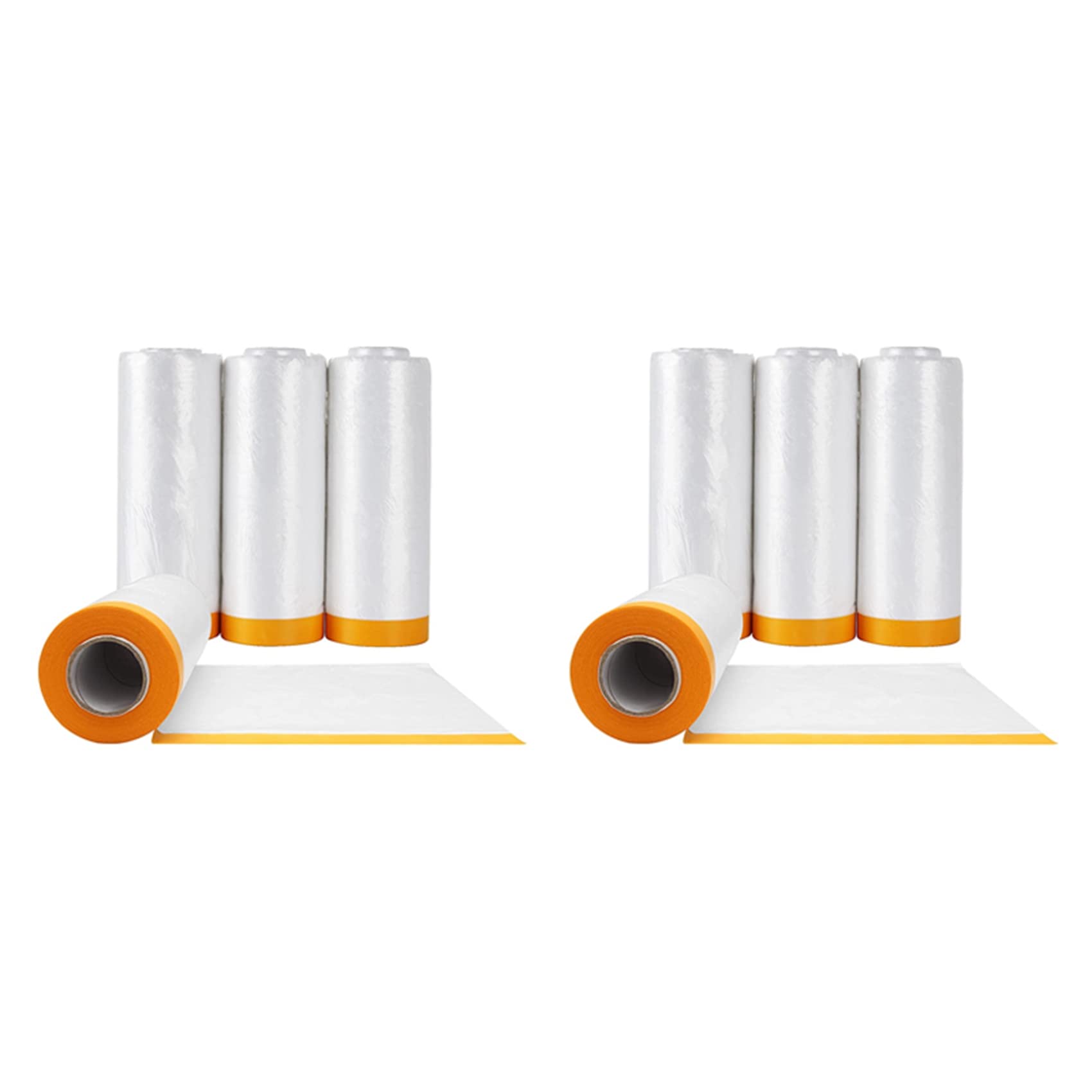 8 Rolls Clear Plastic Sheeting 4.9X 65.5 Ft Pre-Taped Masking Film Drop Cloths for Painting Automotive Painting Covering