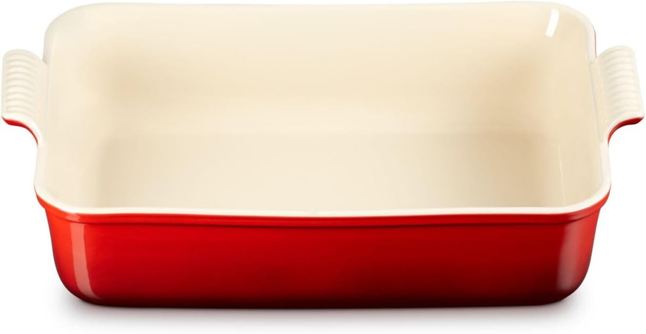 Le Creuset Stoneware Heritage Deep Rectangular Lasagna Dish, 6.75 qt., Cerise