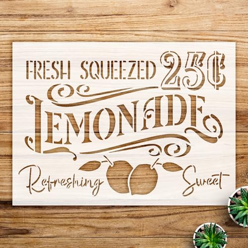 Lemonade Stencil Pattern for Walls and Crafts, Reusable Mylar Template, Ideal for Spring and Summer Kitchen Decor - Size A1 (33.1