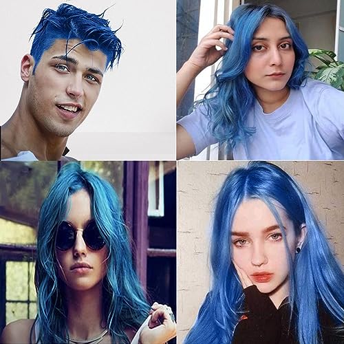 Foto von Haarfarbe Wachs, Temporäre Haarfarbe Blau Haarfarbe 4,23 Unzen, Temporäre Haarfärbemittel Wachs für Party, Cosplay & Halloween (Blau)