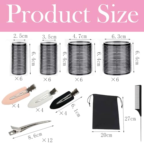 50 PCS Hair Rollers Black Hair Roller with 4 Sizes Rollers for Hair Volume and No Bend Hair Clips Hair Roller Hair Rollers with Clips Curlers Rollers Large Jumbo Hair Rollers for Hair Volume - Image 3