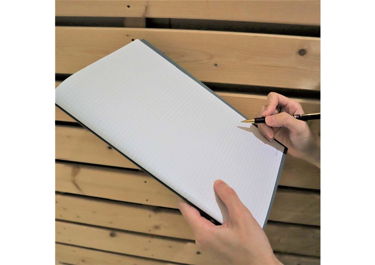SlideNote Hecho en Tokio, Japón, 2 funciones de archivos y cuadernos, mecanismo de un solo toque, papel sin agujeros, tamaño A4, revolucionario papelería (gris oscuro)