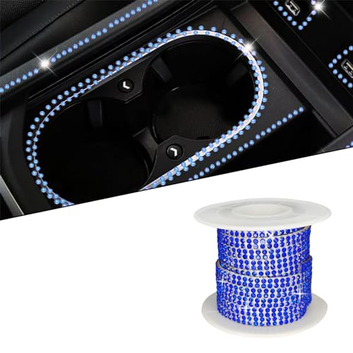 Hirificing Blue Bling Car Decorations Rhinestone Trim Self Adhesive, 16.4