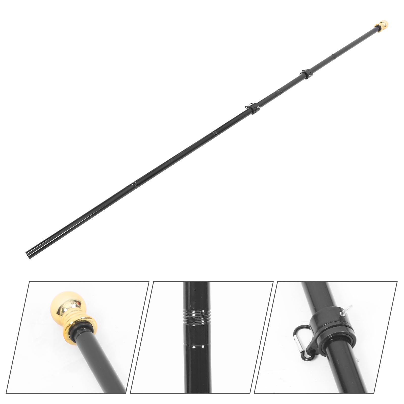 MAGICLULU Asta Funzione di Rotazione Antiruggine in Acciaio Inossidabile per Bandiera 1,8 M Nero Resistente e Stabile per Giardino e Cortile