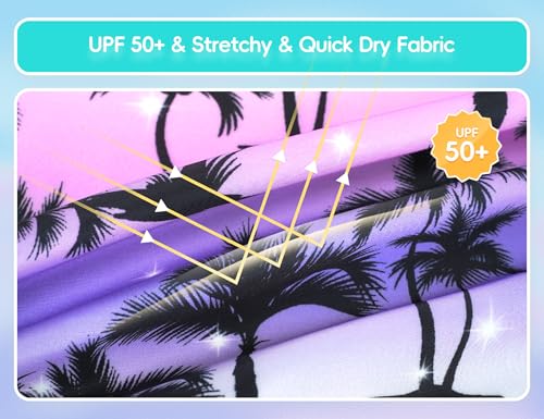 Image of Girls Swimsuit Long Sleeve Rush Guard Bathing Suit Swimwear with Bikini Bottom Sun Protection