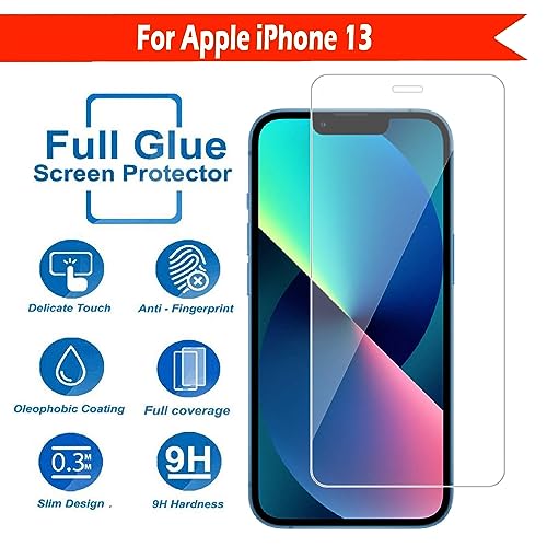 Image of Tempered Glass Screen Protector Compatible for Apple iPhone 13 / Apple iPhone 13 Pro with Full Screen Coverage; Except Edges and Easy Installation Kit(Transparent), Pack of 1