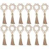 MODGAL Servilleteros con Borla de Cuentas de Madera | Servilleteros elásticos con borlas - Servilletero de Mesa Bohemio Hecho a Mano, decoración de Hebillas para Mesa de Comedor, Cuentas de oración