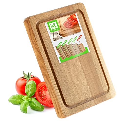 KADAX Tagliere rettangolare in rovere, tagliere da cucina in 5 diverse misure, tagliere in legno con scanalatura per succo, tagliere per formaggio, tagliere per la colazione (20 x 25 cm)
