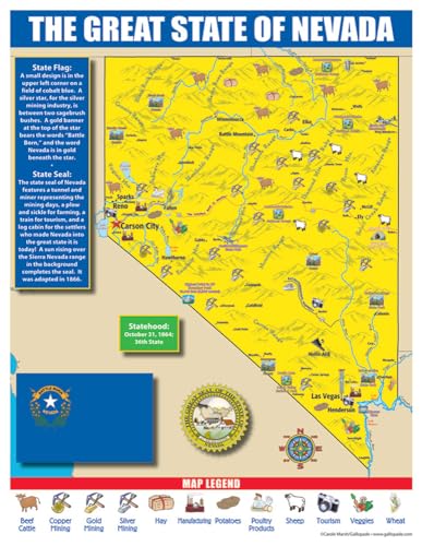 Gallopade Publishing Group Nevada State Map for Students - Pack of 30 (9780635106551)