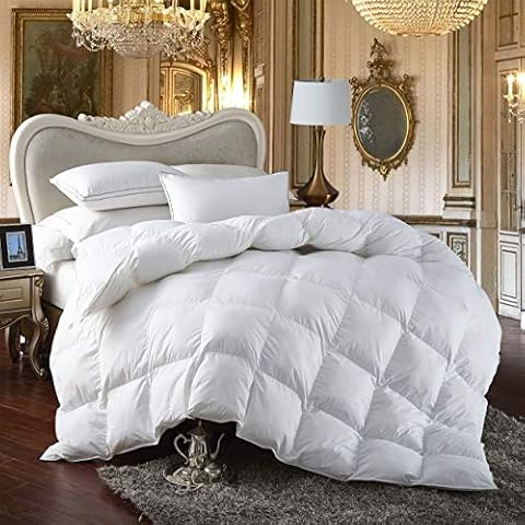 Premium All-Season Queen Size Luxury Siberian Goose Down Comforter Duvet Insert 1200 Thread Count 100% Egyptian Cotton Down Feather Comforter (Queen, White Solid) Cover