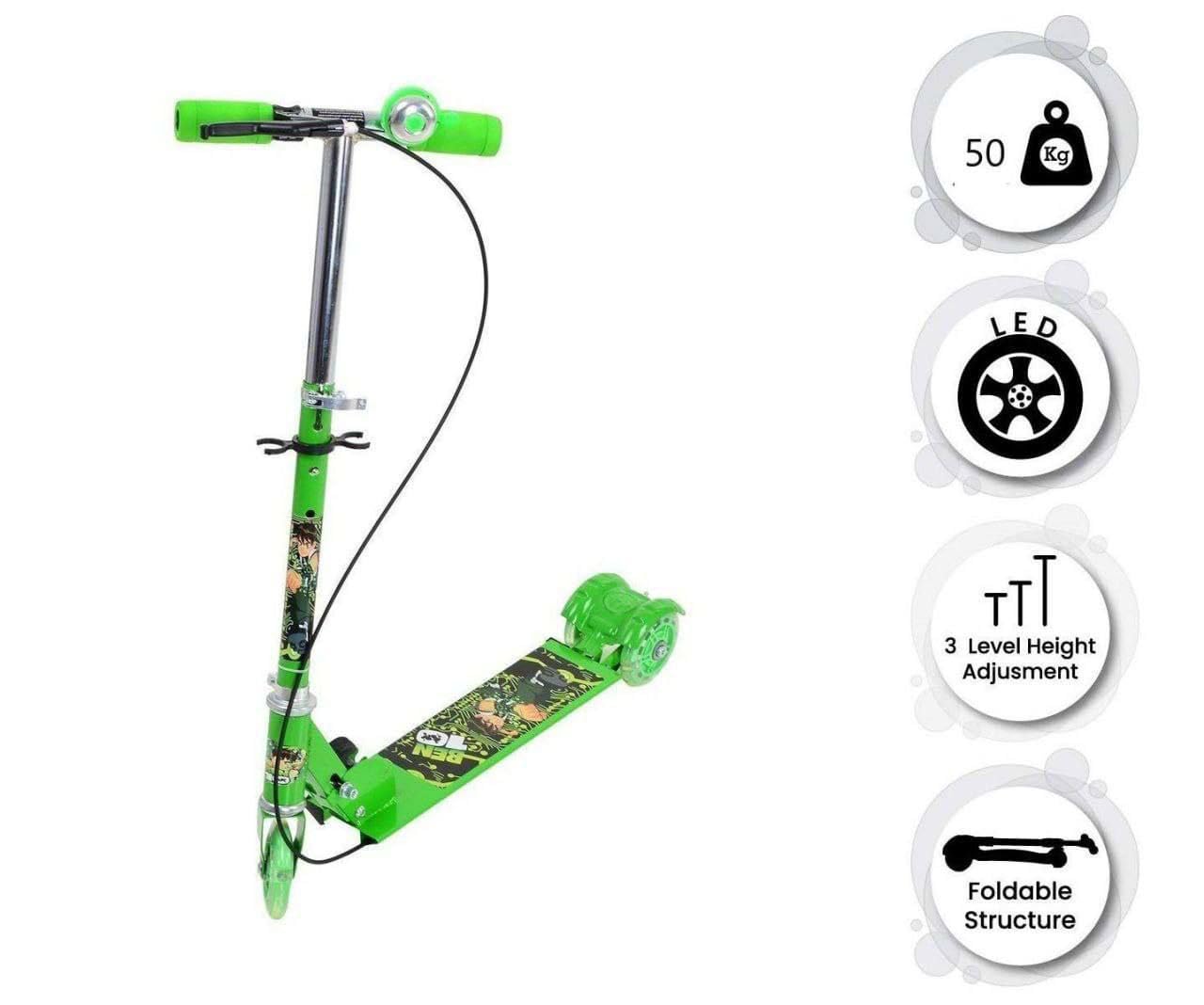 TALISH Three Wheeled Metal Folding Skate Scooter with Light up Wheels and Height Adjustable Handlebar Break and Bell (B0D6B7ZM1D) Amazon Price History, Amazon Price Tracker