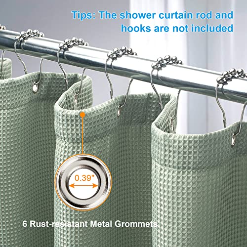 Image of AmazerBath Waffle Stall Shower Curtain, Sage Green Shower Curtain Fabric, Hotel Quality Bathroom Shower Curtains, Heavy Duty, 36 x 72 Inches