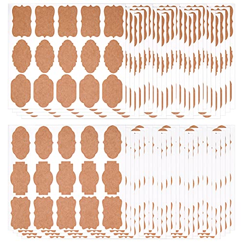 WBCBEC 1200PCS Natural Brown Kraft Label Stickers, Personalized Blank Paper Sticker, Write On Labels for Holiday Present Gifts Tags, Bottles Containers and Jars 6 Styles
