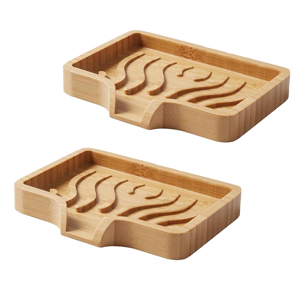 CTRLZS Bamboo Soap Dish Holder Tray, Wood Bar Soap Saver Self Draining Soap Case for Bathtub Hotel Home Decoration
