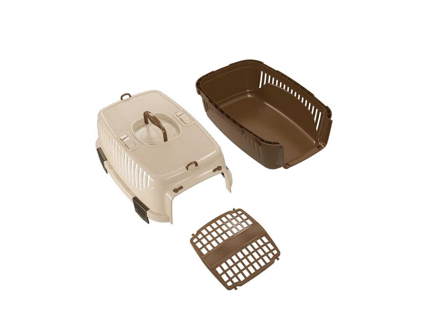 Trasportino Animale Domestico Max 6Kg. Cane Gatto con Porta in Plastica Adatto per Cinture Sicurezza Auto Ganci per Tracolla 48x32x30 cm
