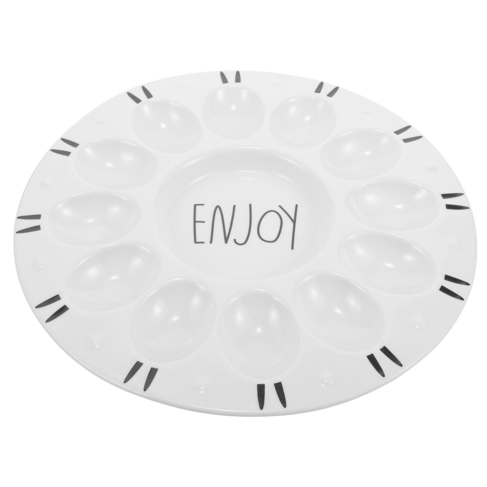 Bandeja de Cerámica para Huevos Cocidos con Compartimentos Múltiples Soporte para Huevos Rellenos Organizador Seguro y Decorativo para Cocina y Comedor