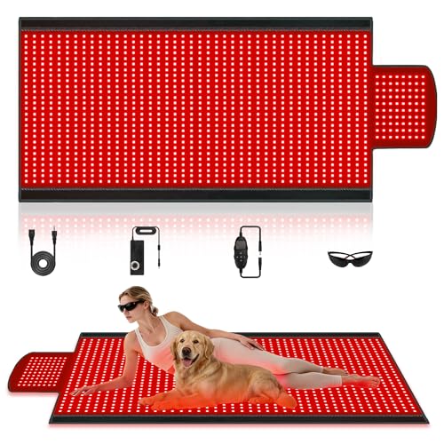 Red Light Therapy Mat Full Body with 1400 LEDs 74x33 Flexible Infrared Red Light Blanket for Home Use Dual 660nm & 850nm Adjustable Modes and Timer Control