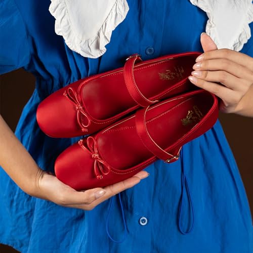 Image of Theater Dorothy Casual Ballet Flats for Women | Stylish Mary Jane Ballerina with Bow Detail | Lightweight Comfortable Footwear with Cushioned Insole