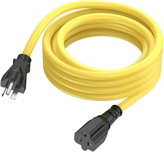 15-Ft Nema 6-20P Extension Cord 20-Amp 250 Volt Nema 6-20 Extension Cable 12AWG, (4 In1) 6-15R, 6-20R, 5-15R, 5-20R Female T Blade 20AMP Heavy Duty Plug Adapter Cable, 250V 20A AC Power Cord