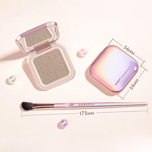 Mysense Single Contour Palette, Face Contour Kit with Mirror & Brush, Silky Smooth Contour Powder Makeup