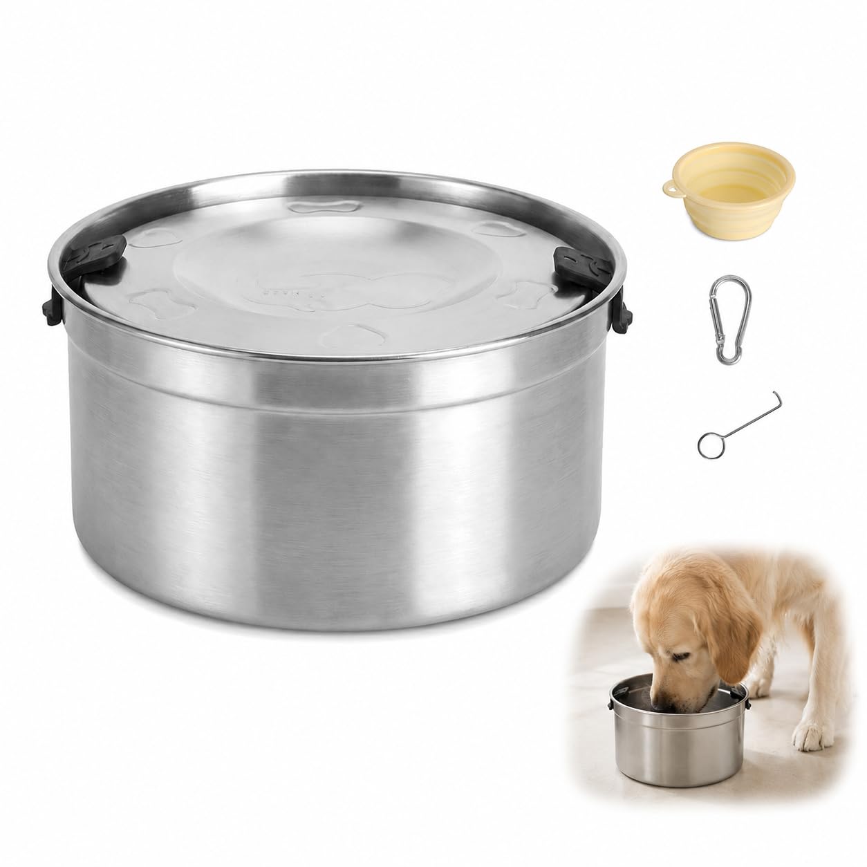 Bebedero Antigoteo para Perro, Cuenco de Agua Flotante | en Acero Inoxidable 304, Tazón Antisalpicaduras Gran Capacidad 1.2L, Desmontable Lavavajillas