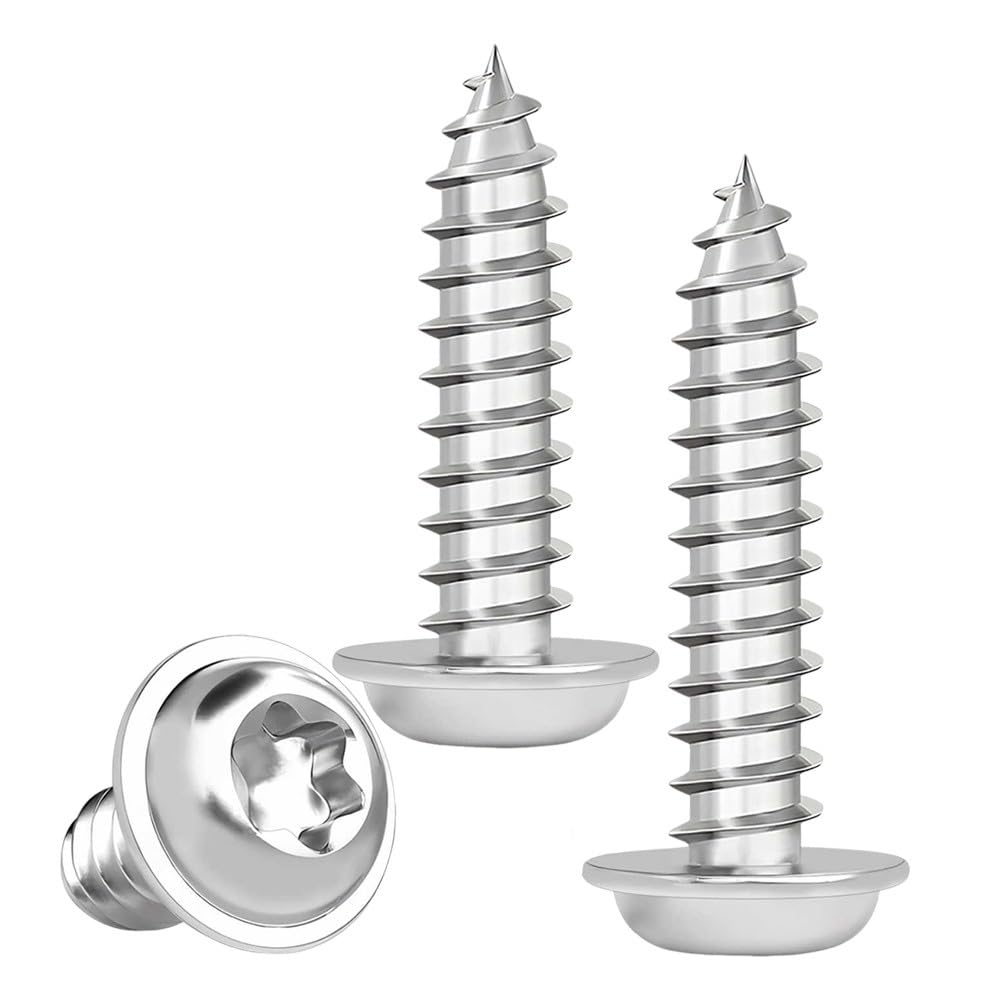 ZEVONDA Selbstschneidende Schrauben Torx - Flachkopf Holzschrauben Mit Scheibe Blechschrauben Edelstahl A2 V2A Vollgewinde Linsenkopf Schrauben, M3 x 14mm