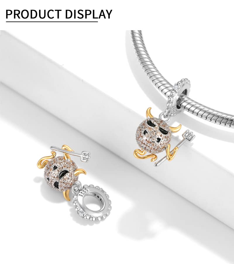 Image of Little Devil Charm Devil Charm Halloween Series Charm 925 Sterling Silver Beads Fit for DIY Charm Bracelet & Necklace
