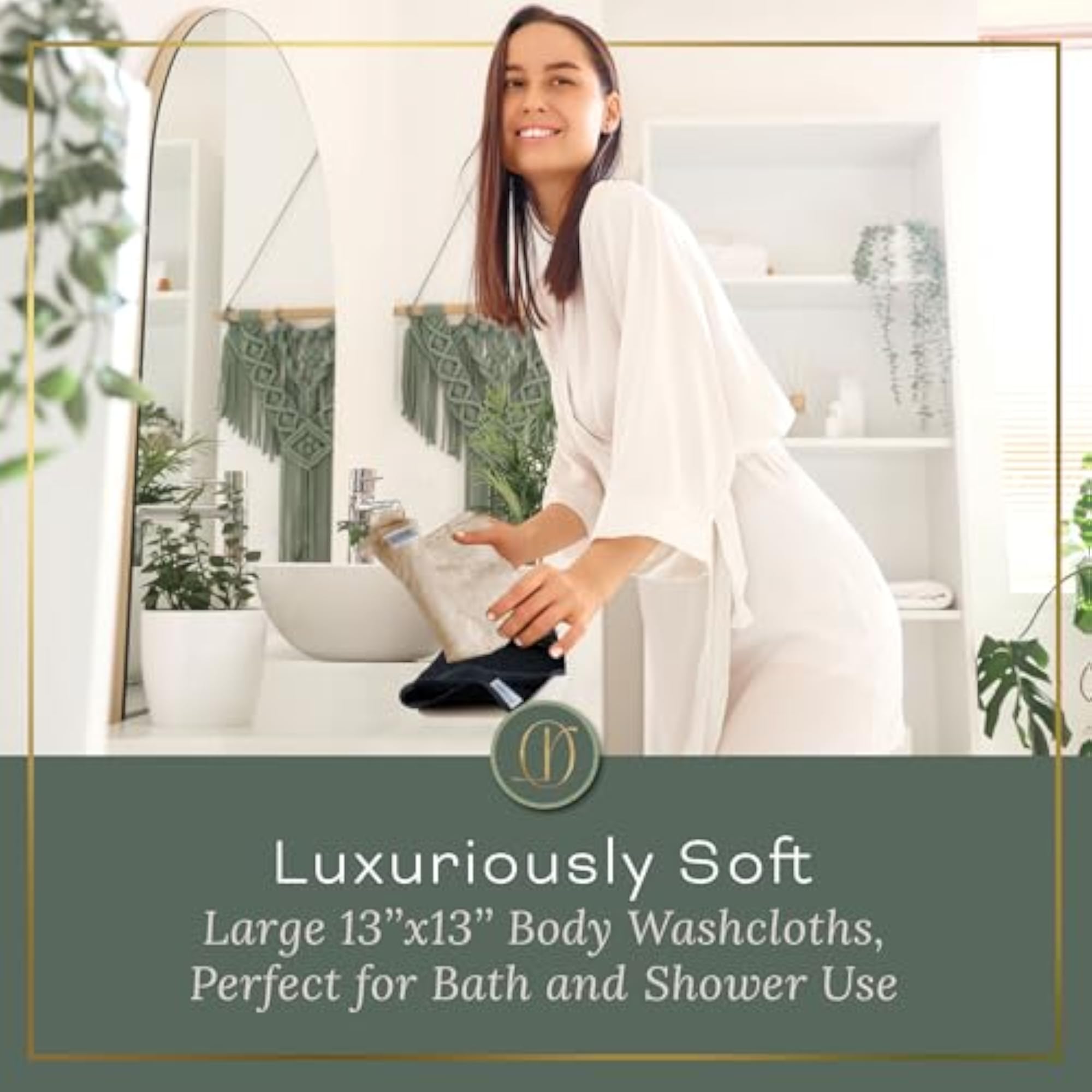 Vanilla Extra Large Washcloths Set of 6, Soft Body Cloths
