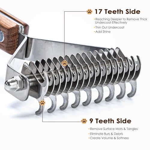 Unterfellbürste für Hunde, Katzen - Hundebürste & Katzenbürste für Langhaar - Coat King der Trimmstriegel Haustier-Unterfellpflege-Kamm für Hunde, zum Fellpflegen und Fellpflege(DUAL)