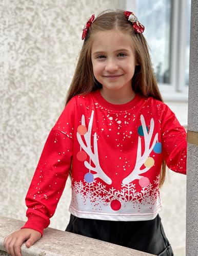 Image of Arshiner Girls Crop Tops Kids Long Sleeve Pullover Sweatshirts Girls Cropped Crewneck Sweatshirt for Teen Girl