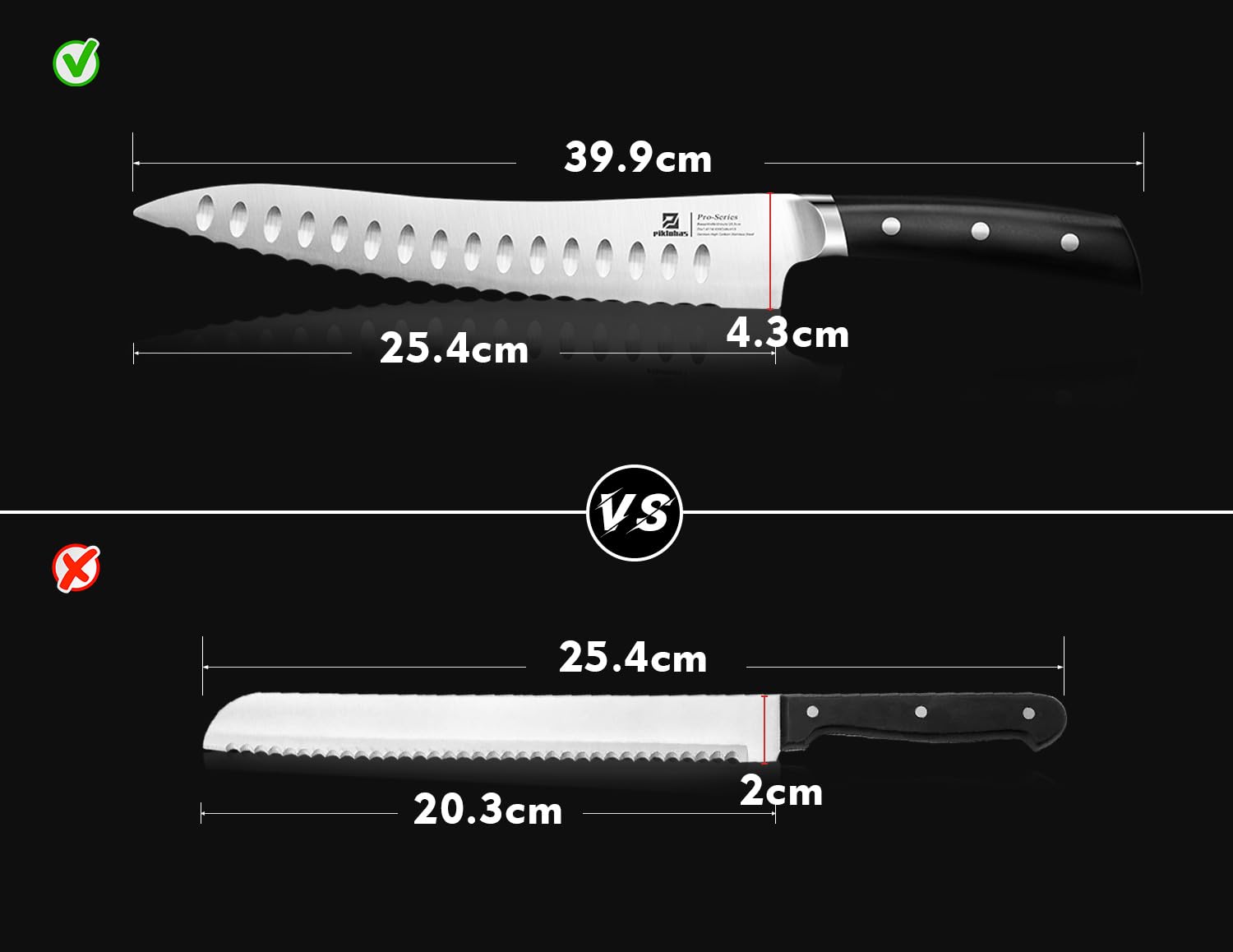 Piklohas 10-Zoll Nachschärfbares Brotmesser Wellenschliff aus Deutscher HC-Edelstahl Brötchenmesser, Extra Scharfe Bäckermesser für Brot, Frühstück mit dem Geschenkbox Bread Knife