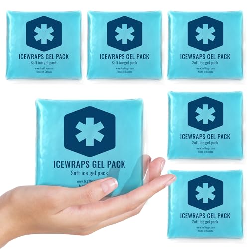 Image of ICEWRAPS Reusable Ice Packs Compact 3 x 3 inches, Soft Cooling Pack, 6 Pack | Hot or Cold Use, Puncture Resistant, Flexible Ice Pack for Everyday Comfort, Multipurpose Gel Design, FSA-HSA Eligible